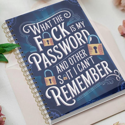 🔥📅Funny Password Notebook - Spiral Bound with Lock Icons & Funny Security Phrases✍️