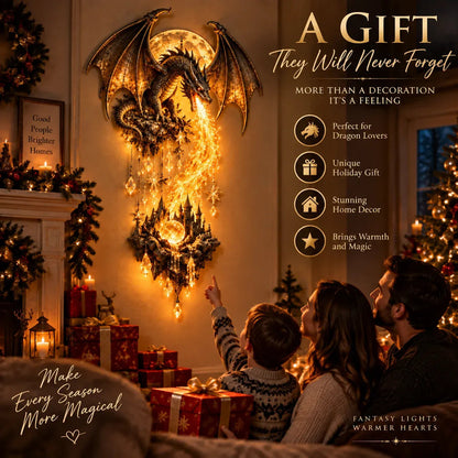 🐉 Dragonfire Moonlight Wall Lamp | Enchanted Fantasy Castle Decor 🌙