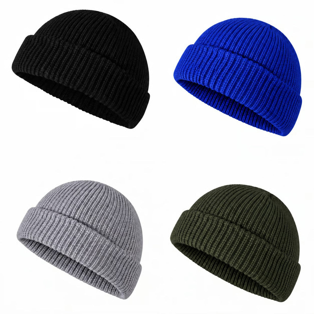 Men's Solid Color Beanie Set