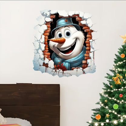 💥🎁"Santa's Breaking In!" 🎅🏿🎅2D Christmas Creative Wall Sticker