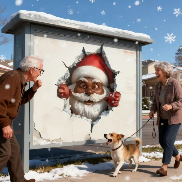 💥🎁"Santa's Breaking In!" 🎅🏿🎅2D Christmas Creative Wall Sticker