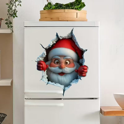 💥🎁"Santa's Breaking In!" 🎅🏿🎅2D Christmas Creative Wall Sticker