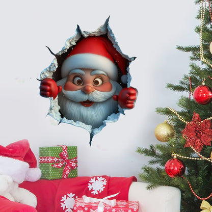 💥🎁"Santa's Breaking In!" 🎅🏿🎅2D Christmas Creative Wall Sticker