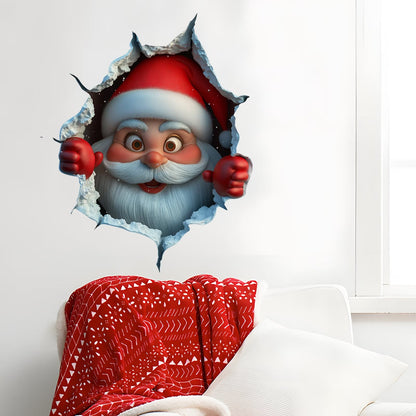 💥🎁"Santa's Breaking In!" 🎅🏿🎅2D Christmas Creative Wall Sticker