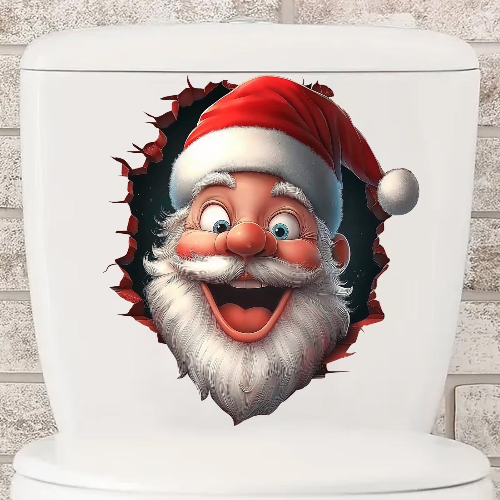 💥🎁"Santa's Breaking In!" 🎅🏿🎅2D Christmas Creative Wall Sticker