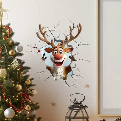 💥🎁"Santa's Breaking In!" 🎅🏿🎅2D Christmas Creative Wall Sticker
