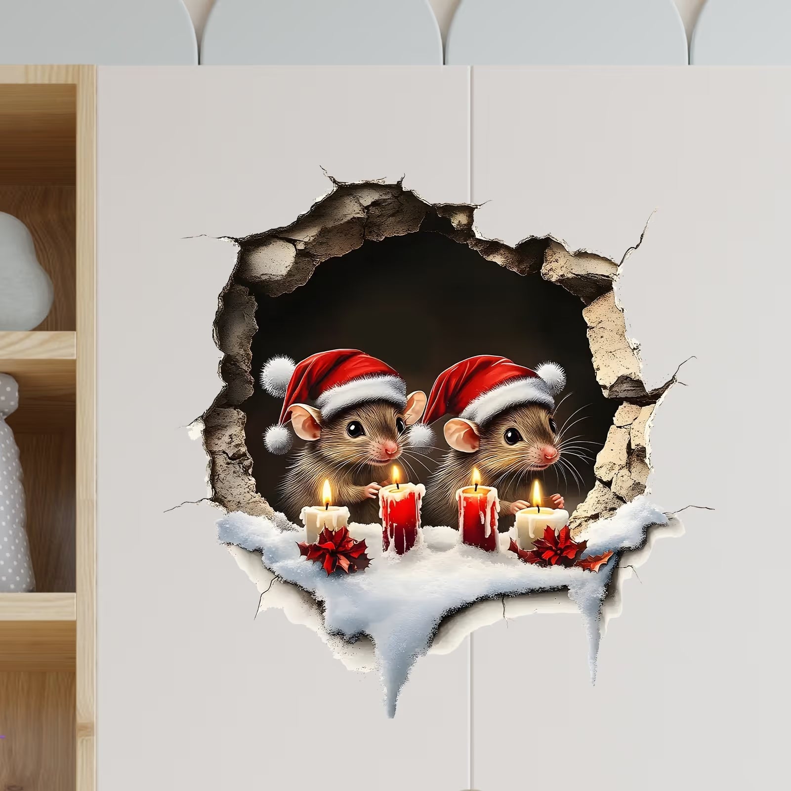 💥🎁"Santa's Breaking In!" 🎅🏿🎅2D Christmas Creative Wall Sticker