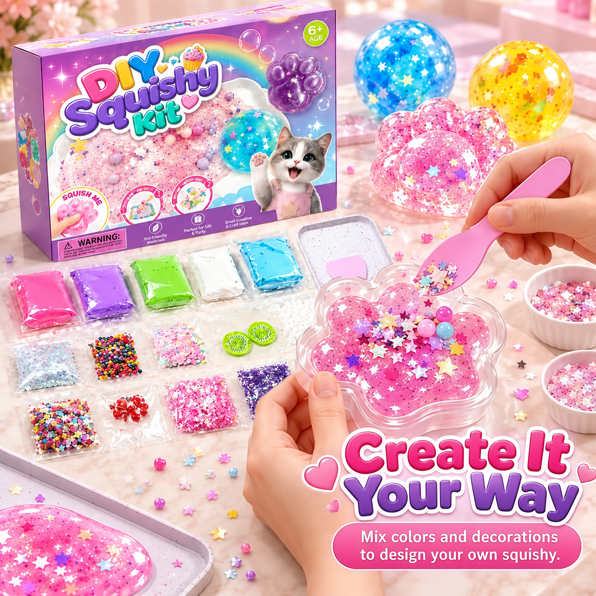 🐾 DIY Cat Paw Squishy Set – soft, colorful and creative