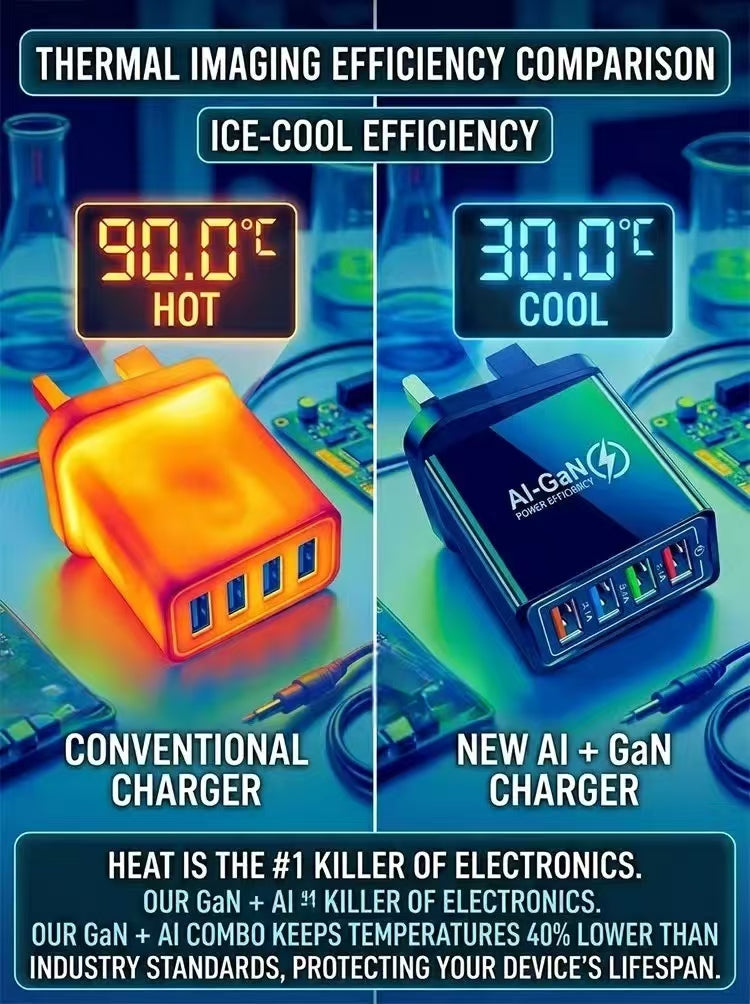 Four-Port Travel Charger for Extended Phone Battery Life