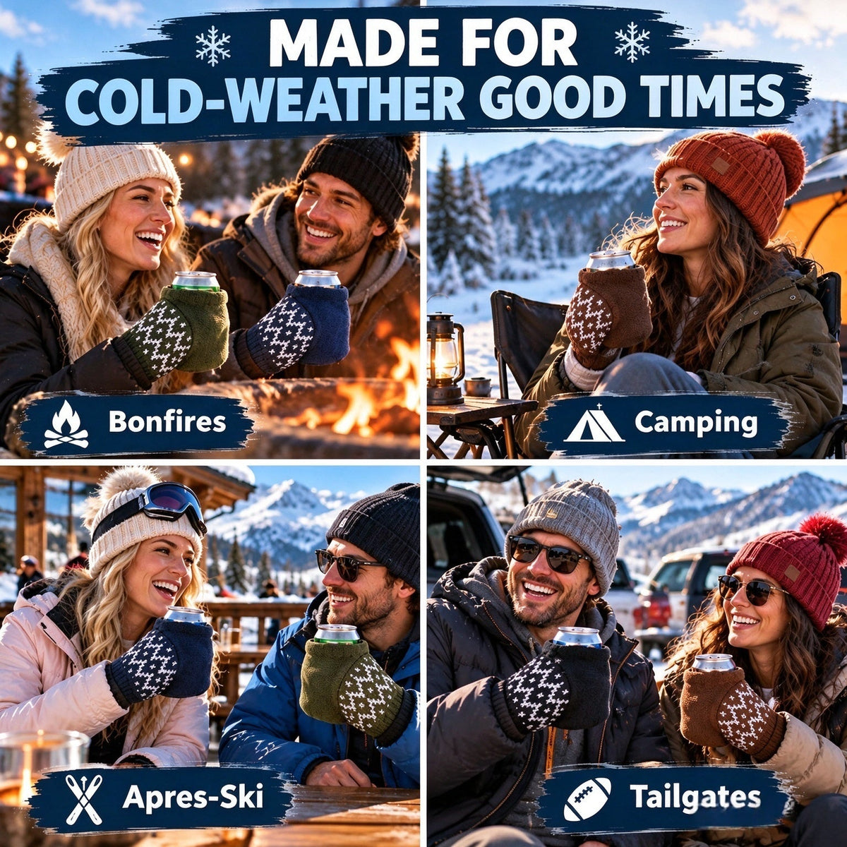 🍻Knitted, insulated beer can mittens – warm hands, cold drinks