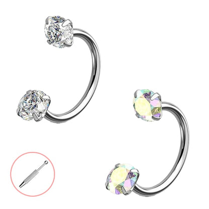 Horseshoe Gem Nose Ring – Internally Threaded & Comfortable