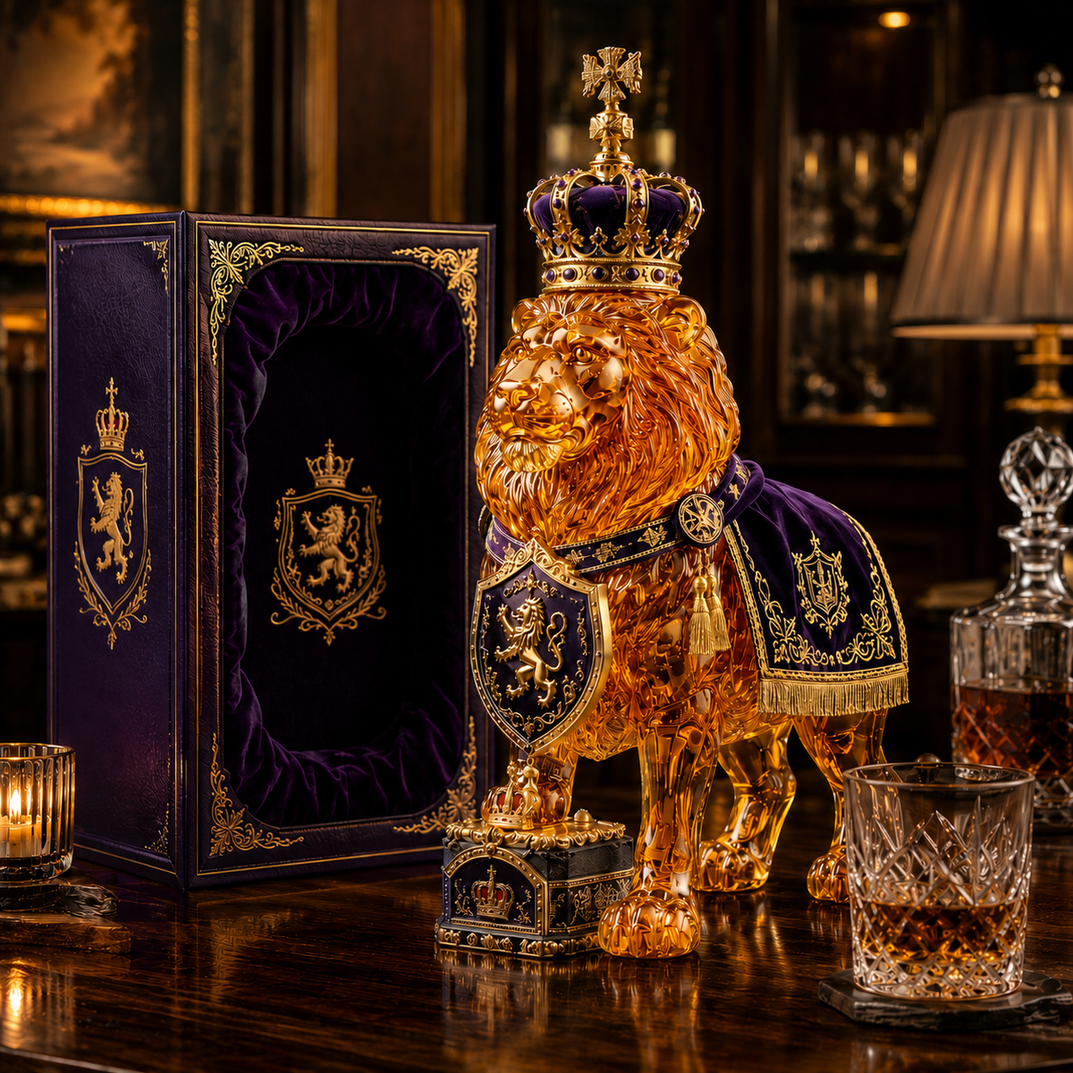 🌎🔥👑Crown 87th Anniversary Royal Lion Whiskey Bottle