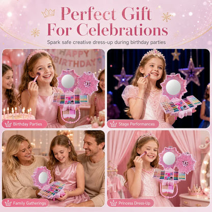 ✨💥📢📢 Washable Princess Makeup Set – Non‑irritating, trays & portable case 🎀