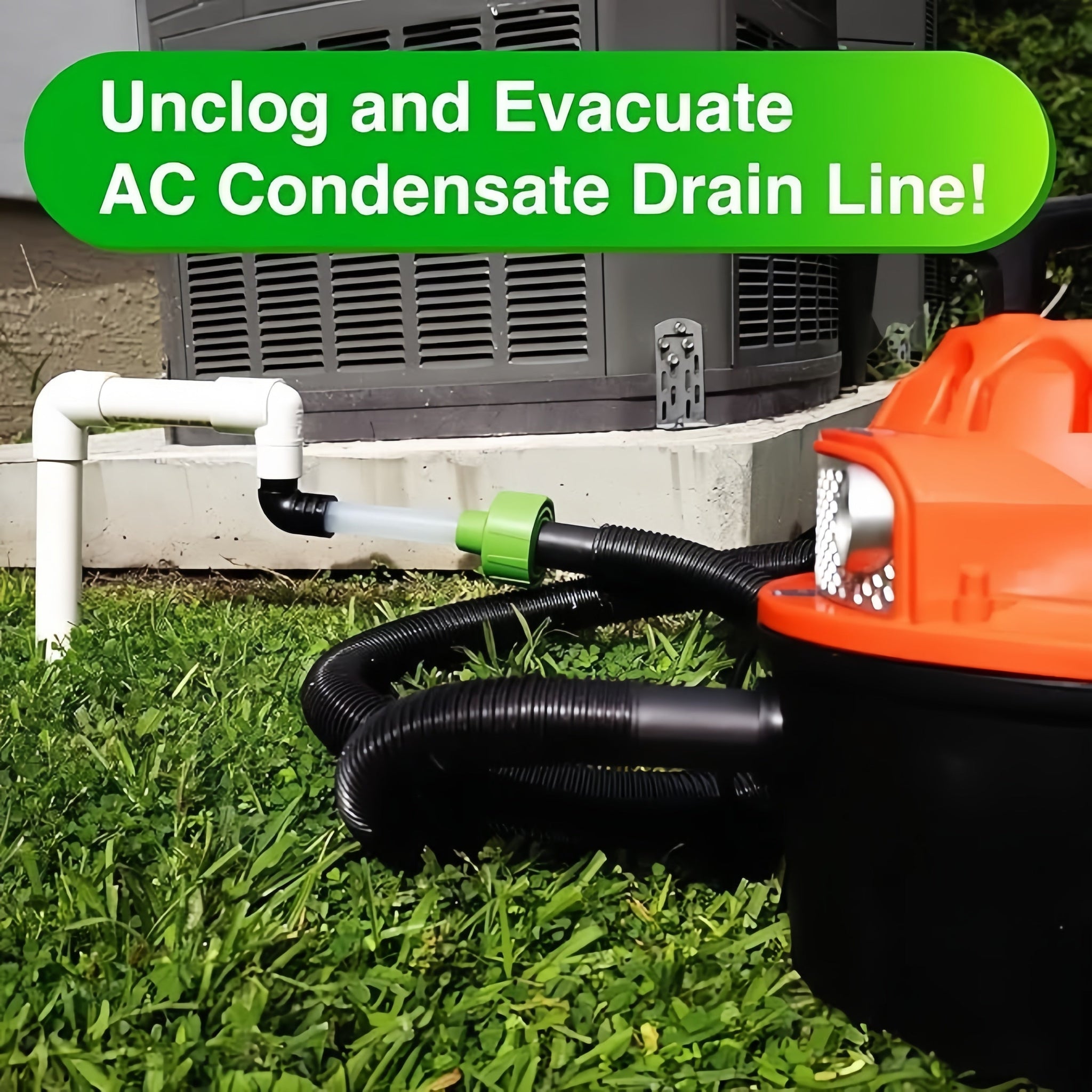 AC Drain Line Cleaner Adapter Evacuates & Unclog AC Drain Line