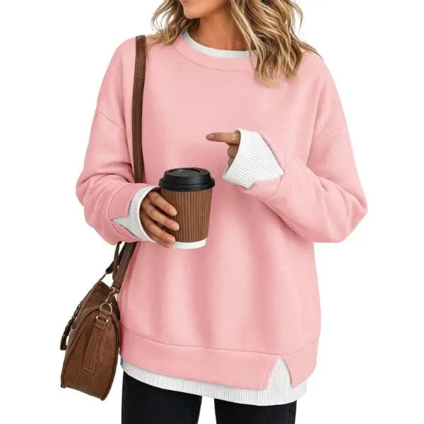 Casual-style sweatshirt with a "faux-layered" look.