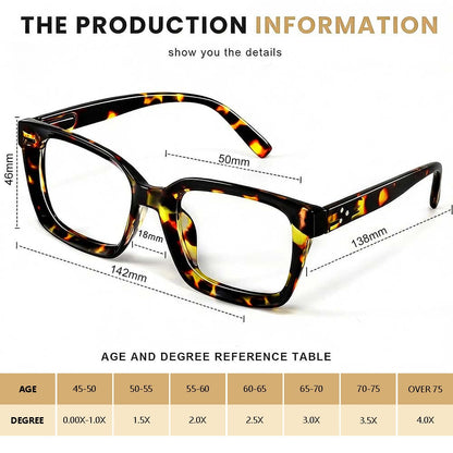 ✨👓Tortoiseshell Reading Glasses – Blue Light Blocking Oversized Square Readers
