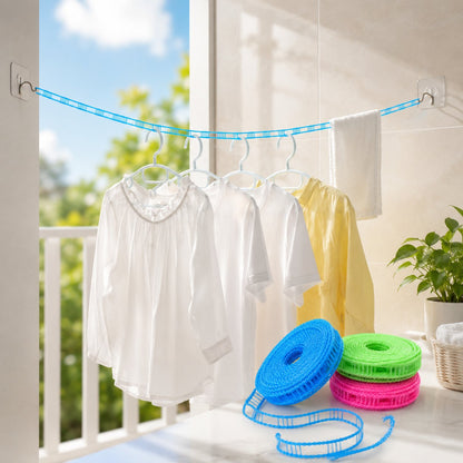 Adjustable Windproof Clothesline with Hooks - Portable Heavy Duty Travel Laundry Line for Outdoor, Backyard, Camping & Indoor Drying