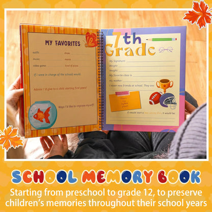 📖School Memory Book with 14 Keepsake Pockets