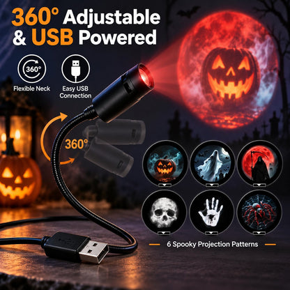 😱Halloween Projector Light – 6 Spooky Projection Patterns