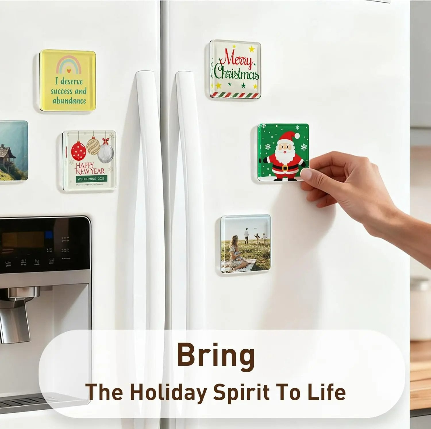 ✂🎞 2" x 2" Clear Acrylic DIY Fridge Magnet Set with Adhesive Backing – Square Magnetic Photo Frames with Stunning 3D Effect 💕