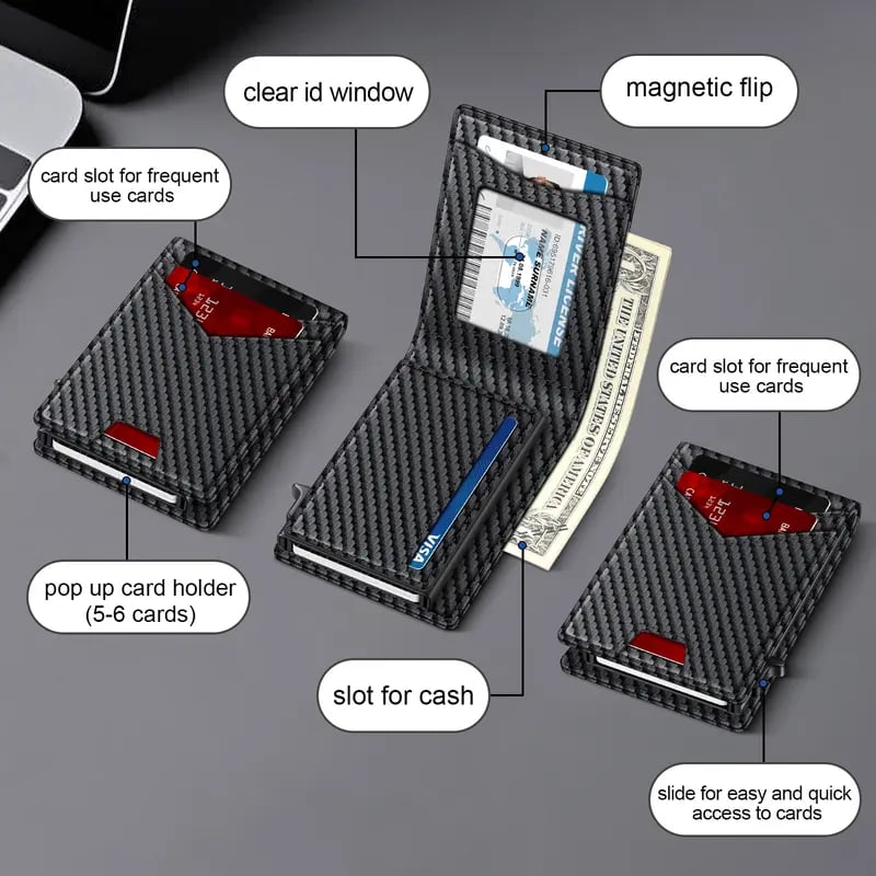 ⚡Men's RFID Minimalist Pop-Up Bifold Wallet