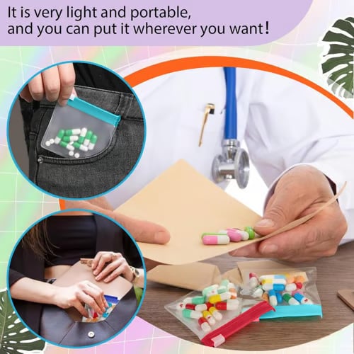 Clear Zipper Pill Storage Bag, 7 Counts/set Reusable Pill Organizer, Portable Pill Organizer Storage Bag