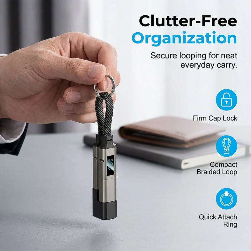 4-in-1 Digital Display Keychain Charging Cable🔋📱