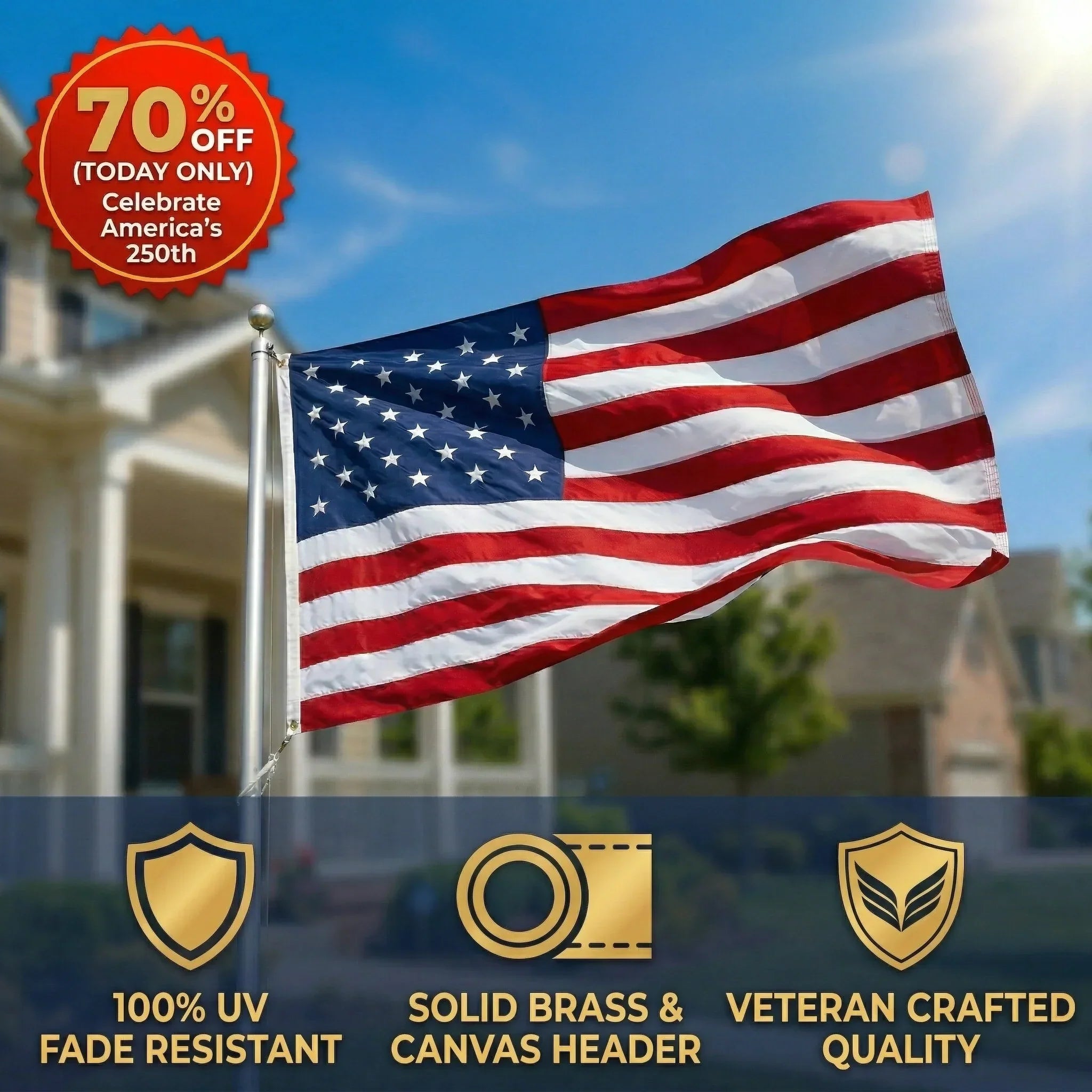 Last Day Sale 70% OFF🔥 |  US American Flag – Celebrate 250 Years of Freedom US