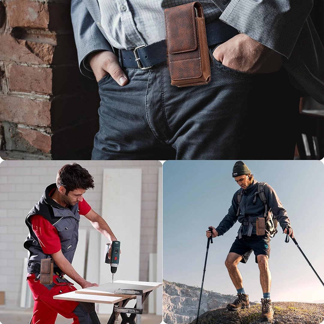 ⚡Großer Rabatt | Handy-Gürteltasche 📱 Leder-Holster mit mehreren Fächern und Kartenhalter