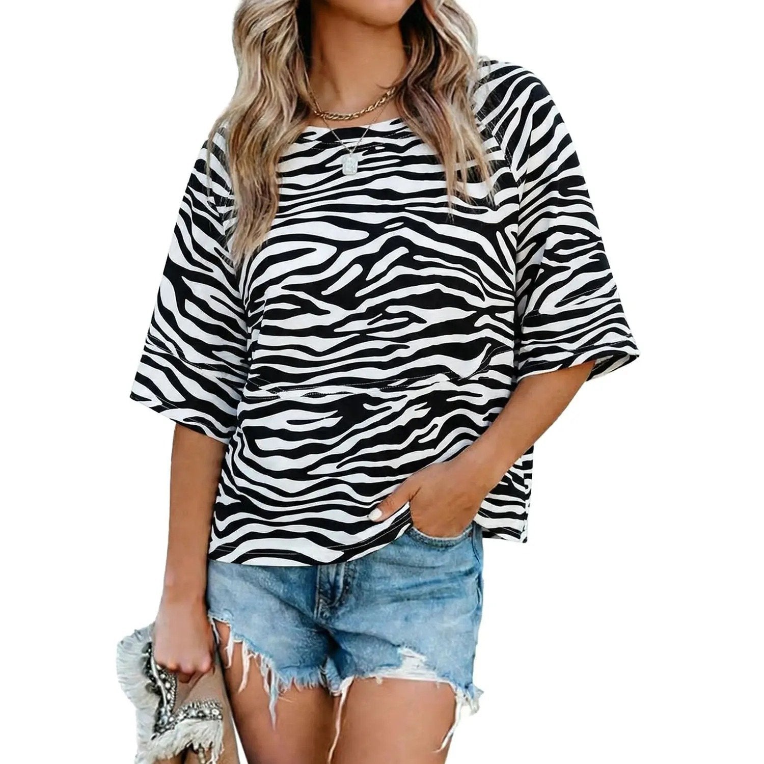 ☀️ Women's Summer Casual Crewneck Batwing Top – Loose Fit, Cute & Breezy 🌸