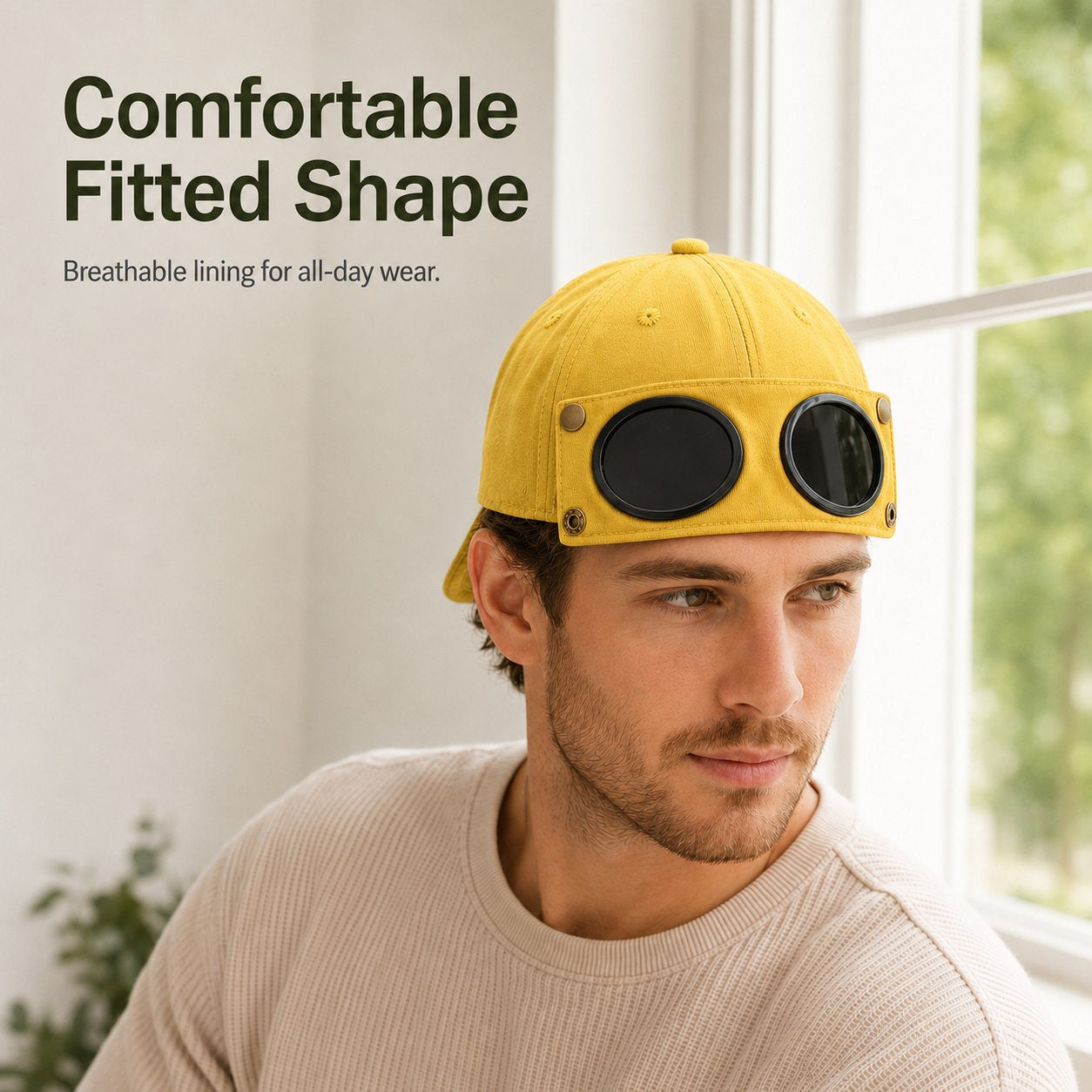 Detachable Goggle Pilot Baseball Cap Vintage Hat for Street Fashion & Daily Outfit