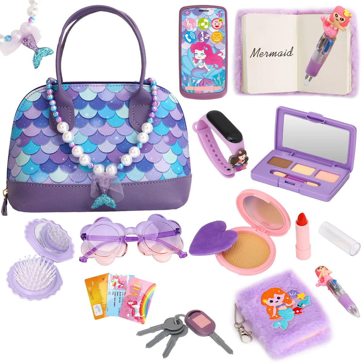 Realistic Girl Handbag Toy Set, Colorful Pretend Play Accessories