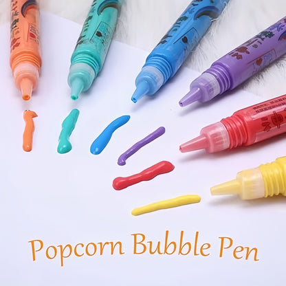 🎨🎁Popcorn Pens, Magic Bubble Drawing Pens, DIY Puffy 3D Art Paint Markers for Kids