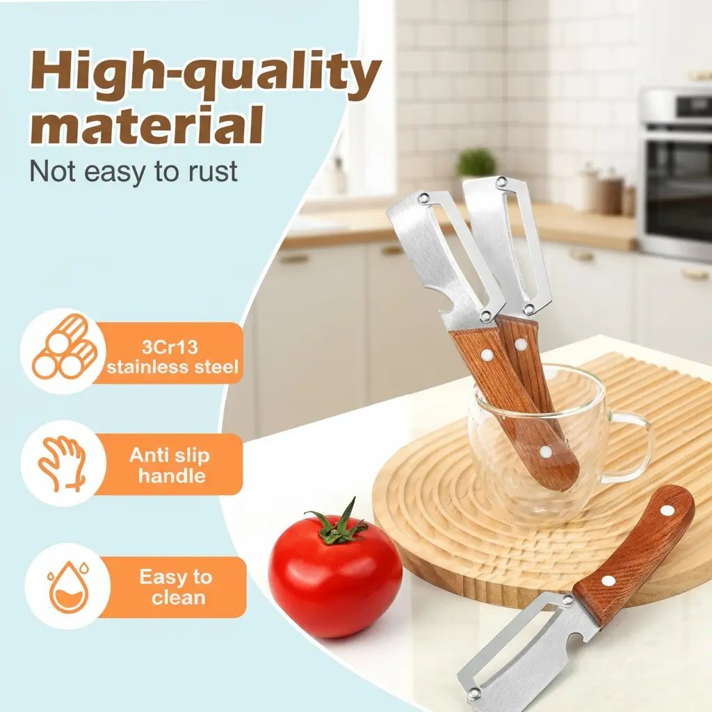 😍Multi-functional Peeler 4-in-1, Stainless Steel Peeler, Vegetable Cutter, Slicer, Bottle Opener, Kitchen Must-Have Tool, Portable and Sharp
