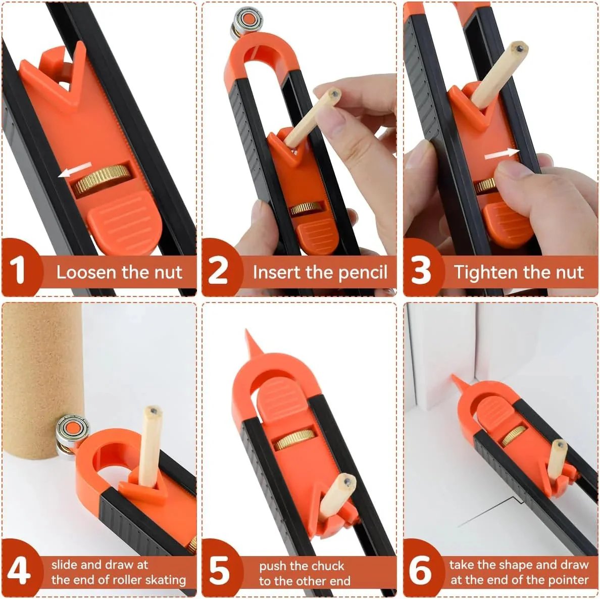 Contour Gauge Scribe Tool with Lock and Pencil