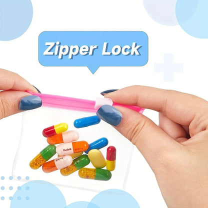 Clear Zipper Pill Storage Bag, 7 Counts/set Reusable Pill Organizer, Portable Pill Organizer Storage Bag