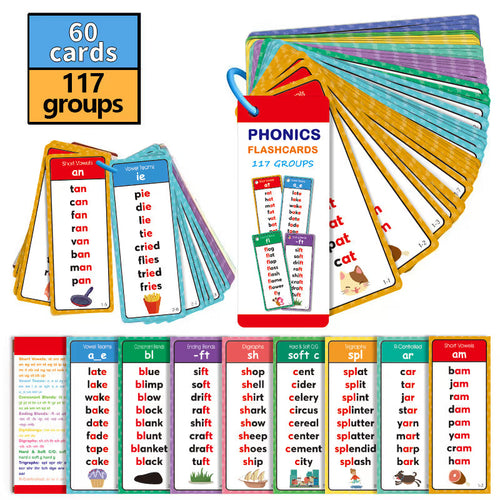 🎁🔥Phonics Word Cards 117 Sound Groups 900+ Rhyming Words Preschool English Discovery Joy