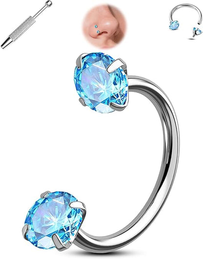 Horseshoe Gem Nose Ring – Internally Threaded & Comfortable