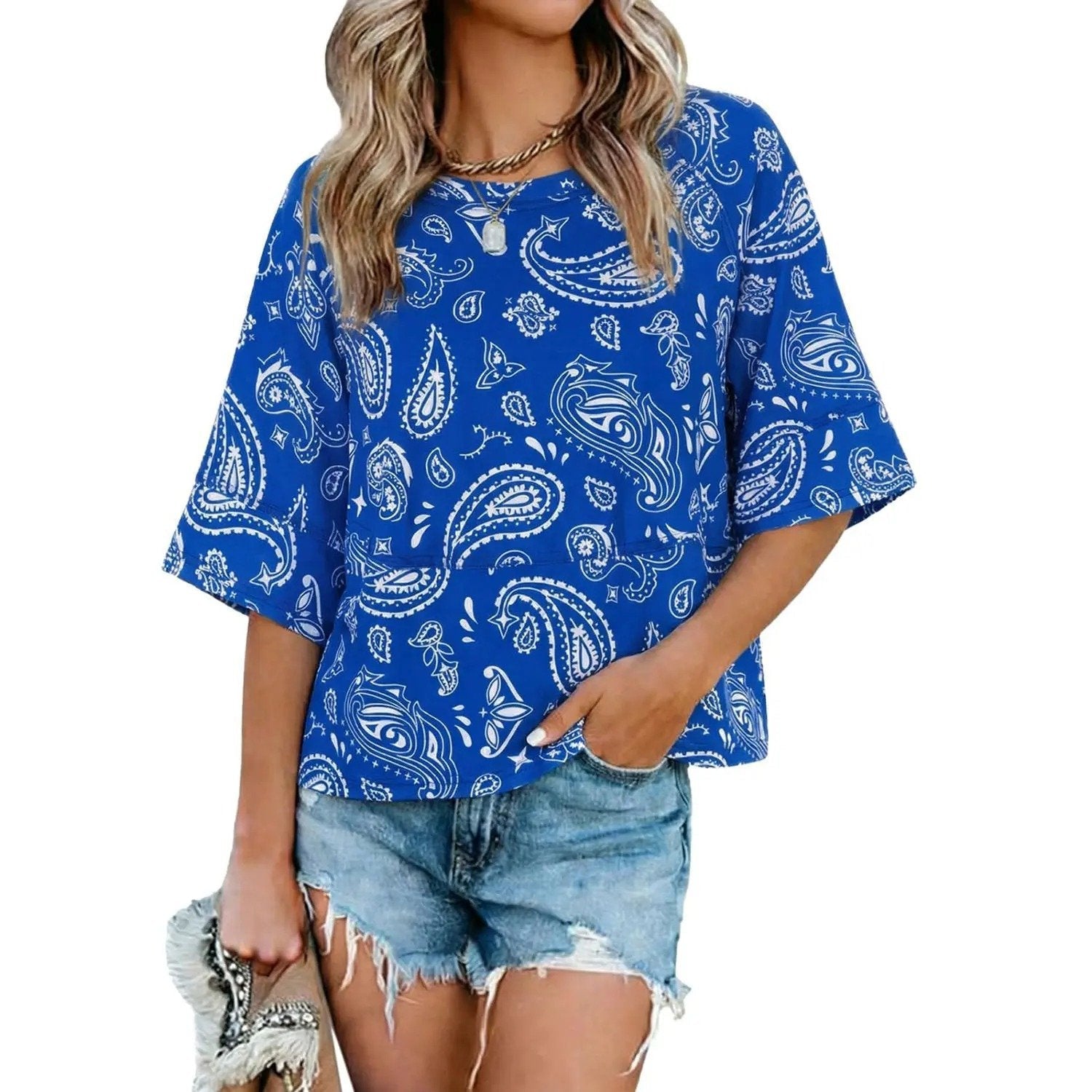 ☀️ Women's Summer Casual Crewneck Batwing Top – Loose Fit, Cute & Breezy 🌸