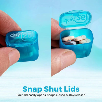 🔥✨Monthly Pill Organizer with Lid - Arthritis-Friendly Easy-Open Lids 31 Removable Daily Pill Pods Date Reminder & Travel Case for Vitamins & Medications