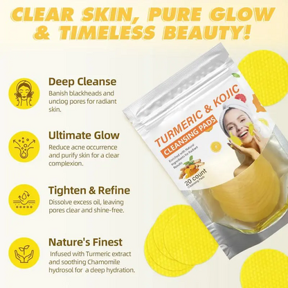 Turmeric & Kojic Acid Cleansing Pads,20pcs🟡