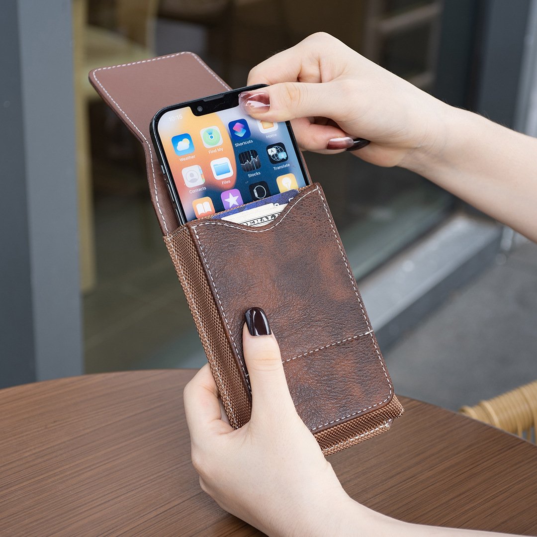 ⚡Großer Rabatt | Handy-Gürteltasche 📱 Leder-Holster mit mehreren Fächern und Kartenhalter