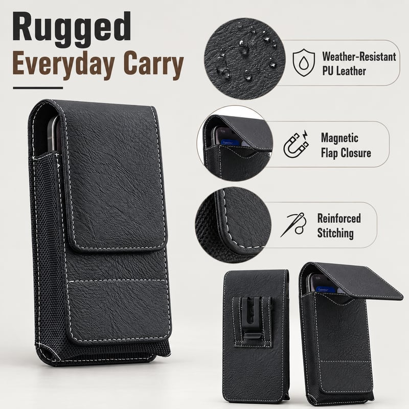 🔥📱Premium Men's PU Leather Cell Phone Holster Pouch💼