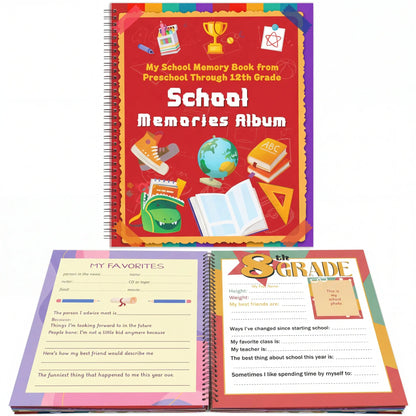 📖School Memory Book with 14 Keepsake Pockets