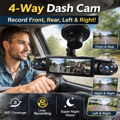 🚗4-Channel 1080P Dash Camera with Night Vision
