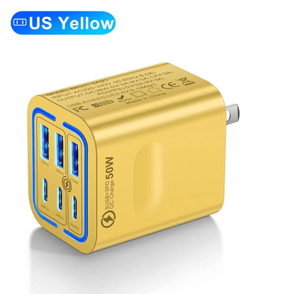 Portable Multi Port Charging Station 50W, 6-Port USB C & USB A