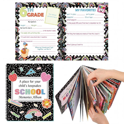 📖School Memory Book with 14 Keepsake Pockets