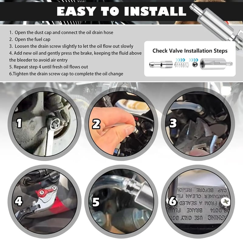 Car Brake Bleeder Hose Kit with One Way Check Valve,Durable Brake Fluid Bleeder Hoses Replacement