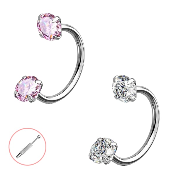 Horseshoe Gem Nose Ring – Internally Threaded & Comfortable