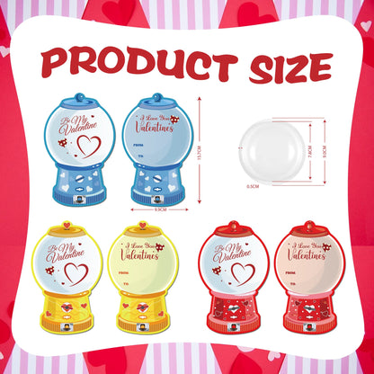 36 Pcs Valentine's Candy Cards Kids Gifts Set with Plastic Domes DIY Craft Treat Holder Bulk Class Valentines Candy Exchange Gifts for Couples Families School Party Classroom Gifts